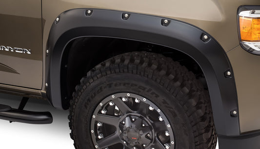 Bushwacker 40141-02 Black Pocket/Rivet Style Smooth Finish Front Fender Flares For 2015-2021 GMC Canyon