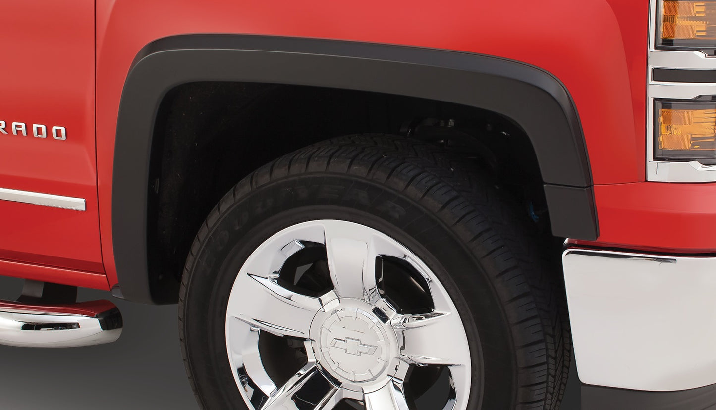 Bushwacker 40956-02 Black OE-Style Smooth Finish 4-Piece Fender Flare Set For 14-18 Chevrolet 1500 19 Silverado LD 15-19 Chevrolet Silverado 2500/3500 (Excludes Dually)