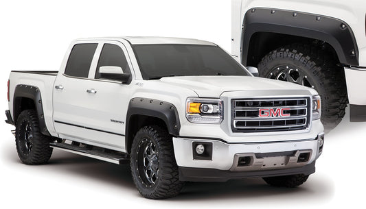 Bushwacker 40960-02 Black Pocket/Rivet Style Smooth Finish 4-Piece Fender Flare Set For 2014-2015 GMC Sierra 1500