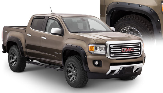 Bushwacker 40971-02 Black Pocket/Rivet Style Smooth Finish 4-Piece Fender Flare Set For 2015-2021 GMC Canyon W/61.7 In. Bed