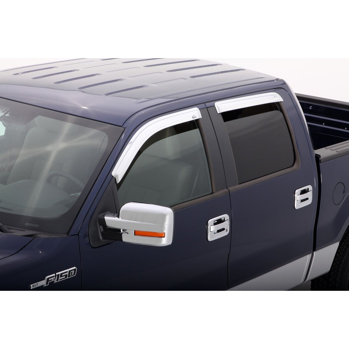 Auto Ventshade 684155 Chrome Ventvisor Side Window Deflector 4-Piece Set For 2009-2014 Ford F-150 SuperCrew Also Fits 2010-2014 Raptor SuperCrew