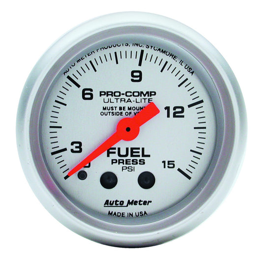 AutoMeter 2-1/16 in. FUEL PRESSURE W/ ISOLATOR 0-15 PSI ULTRA-LITE 4313