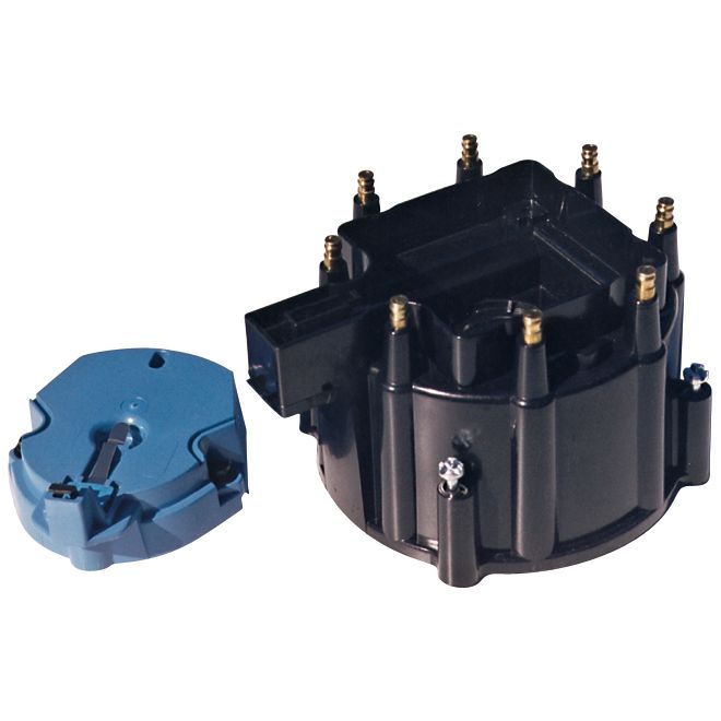 Proform Engine Distributor Cap and Rotor Kit; Fits GM HEI Dist w/Internal Coil; Black 66947BKC