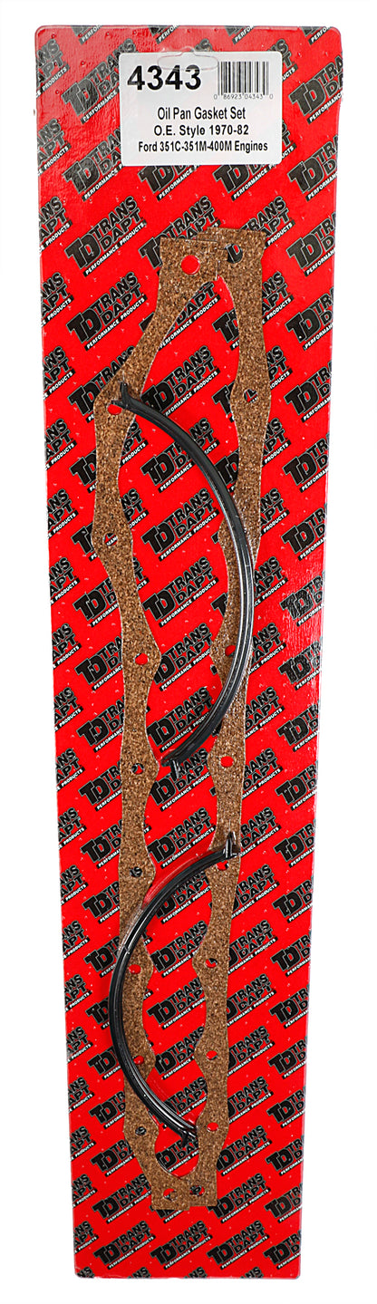 Trans-Dapt Performance Ford 351C-351M-400M Oem Style Replacement Oil Pan Gasket- Cork Rails And Rubber End Seals 4343