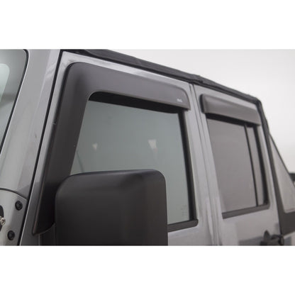 Auto Ventshade 774034 Low Profile Matte Black Ventvisor Side Window Deflector 4-Piece Set For 2007-2018 Jeep Wrangler JK