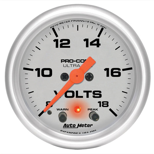 AutoMeter 2-1/16 in. VOLTMETER 8-18V ULTRA-LITE 4383