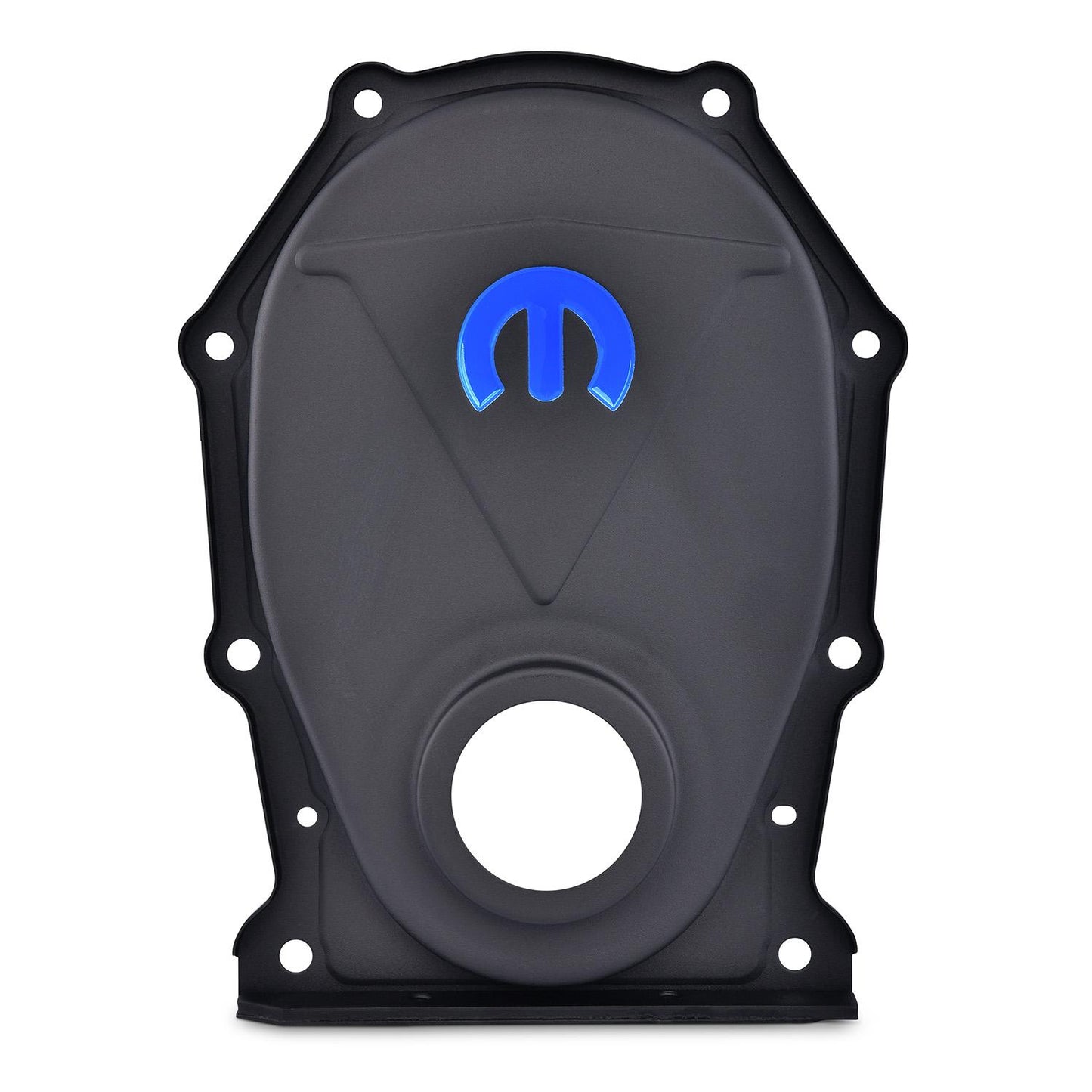 Proform Engine Timing Chain Cover; Black Crinkle; Steel; Blue MOPAR Logo; B/RB Chrysler 440-219