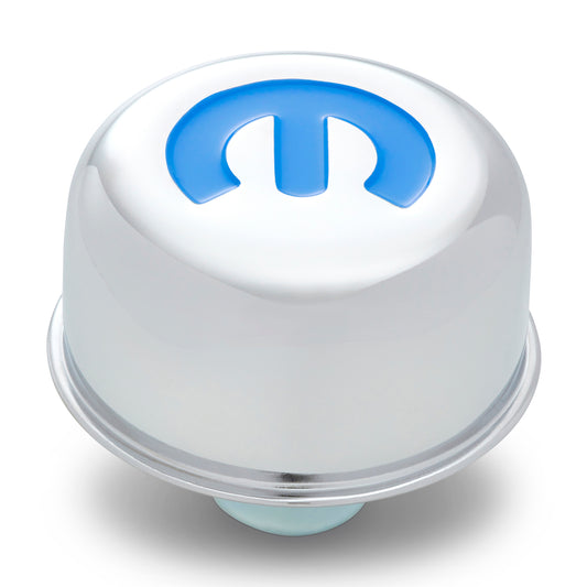 Proform Engine Valve Cover Breather; 3 In Dia; MOPAR Emblem; Push-In Style; Chrome 440-616