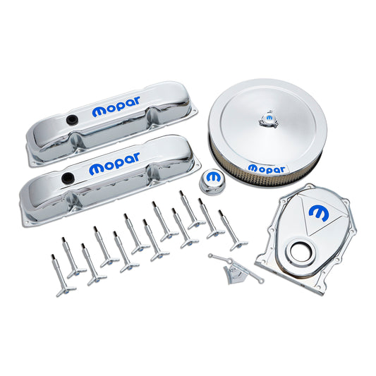 Proform Engine Dress-Up Kit; Chrome w/Blue MOPAR Logo; Big Block (B/RB) Engines 440-814