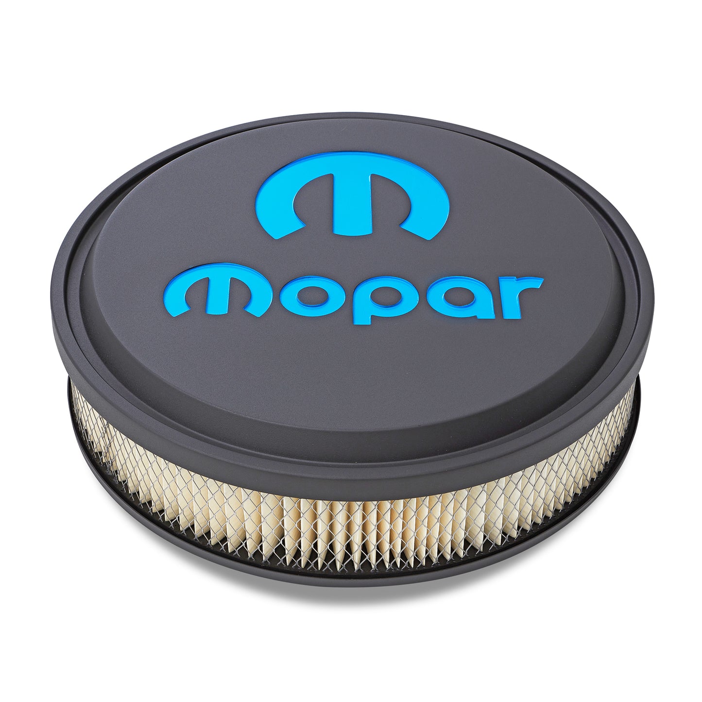 Proform 14" Air Cleaner Kit; Aluminum; Black Crinkle; Recessed Blue MOPAR Emblem 440-834