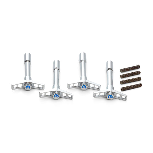 Proform Engine Valve Cover Wing Nuts; Steel; Chrome; Mopar Logo; 1/4-20 Thread; 4 Pack 440-902