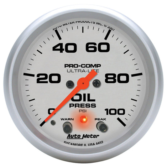AutoMeter 2-5/8 in. OIL PRESSURE 0-100 PSI ULTRA-LITE 4452