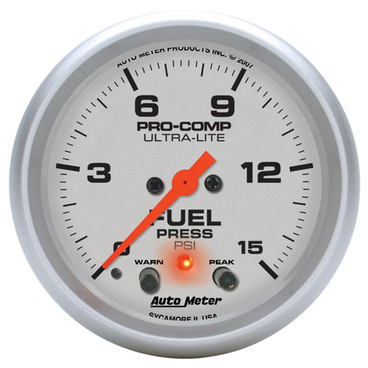 AutoMeter 2-5/8 in. FUEL PRESSURE 0-15 PSI ULTRA-LITE 4470