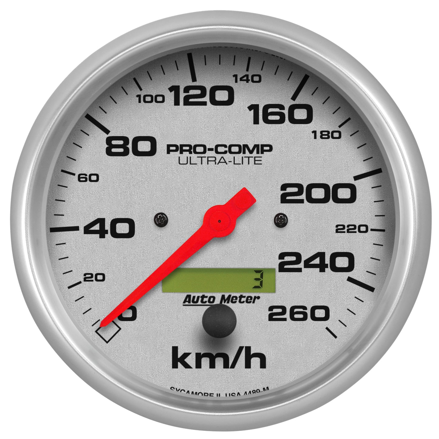 AutoMeter 5 in. SPEEDOMETER 0-260 KM/H ULTRA-LITE 4489-M