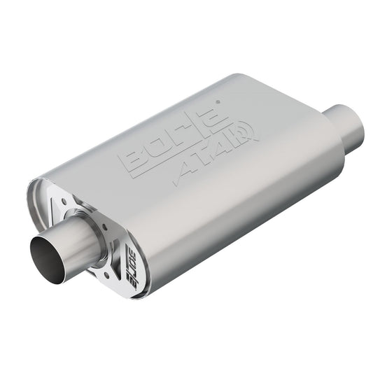 Borla CrateMuffler Muffler Chevrolet Small Block 283/ 327/ 350 CID V8 Stock Output 2.5in Offset Inlet/ 2.5in Center Outlet ATAK 400826