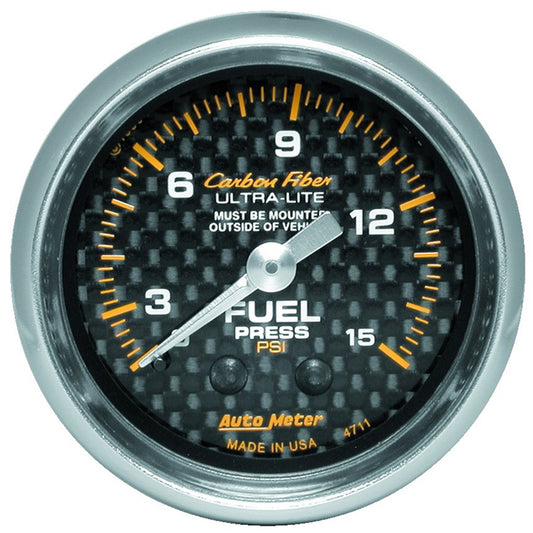 AutoMeter 2-1/16 in. FUEL PRESSURE 0-15 PSI CARBON FIBER 4711