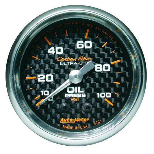 AutoMeter 2-1/16 in. OIL PRESSURE 0-100 PSI CARBON FIBER 4721