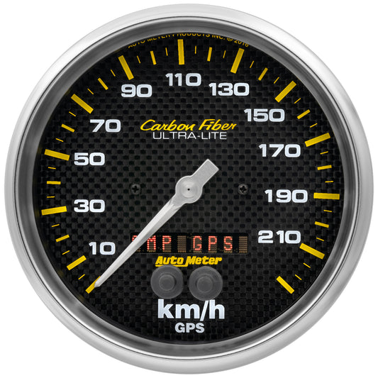 AutoMeter 5 in. GPS SPEEDOMETER 0-225 KM/H CARBON FIBER 4881-M