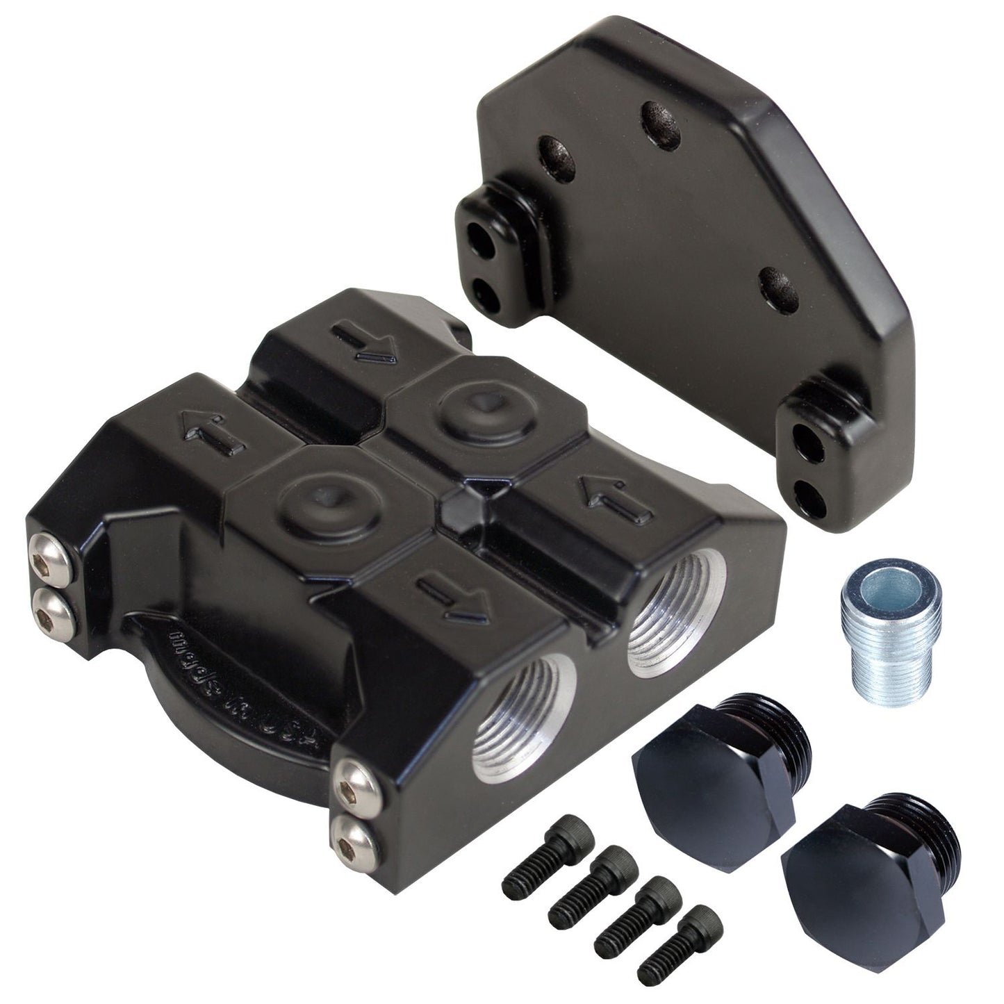 Derale Premium -10AN Side Ports Single Filter Mount, 13/16"-16 Filter Threads 35729