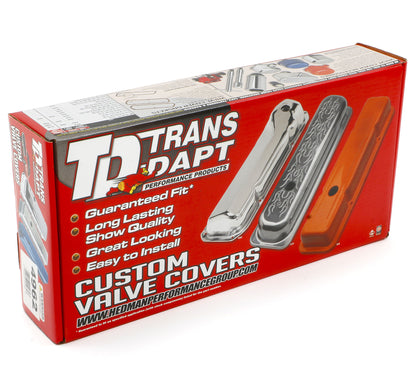 Trans-Dapt Performance Traditional Design Valve Covers Without Baffles; Tall; 1958-1986 Sb Chevy 283-350- Chrome 4962