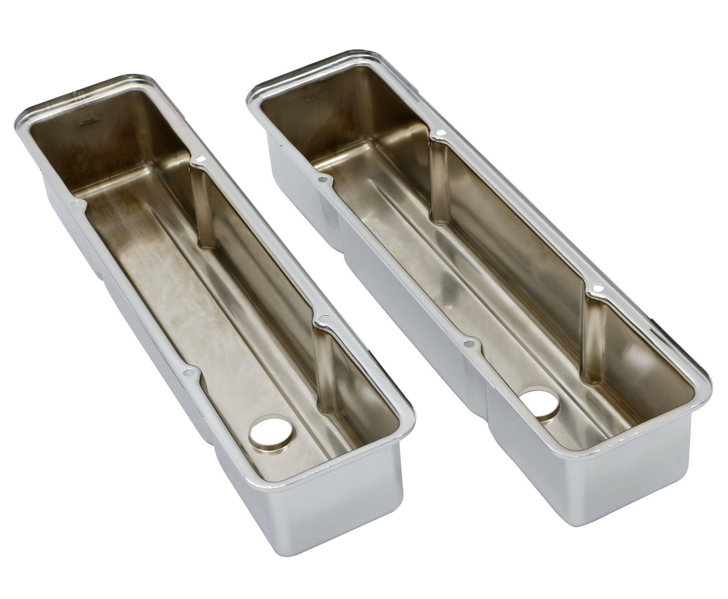 Trans-Dapt Performance Traditional Design Valve Covers Without Baffles; Tall; 1958-1986 Sb Chevy 283-350- Chrome 4962