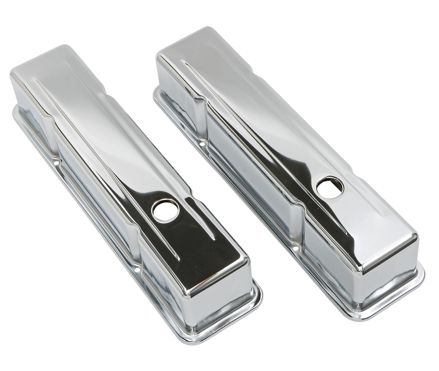 Trans-Dapt Performance Traditional Design Valve Covers Without Baffles; Tall; 1958-1986 Sb Chevy 283-350- Chrome 4962