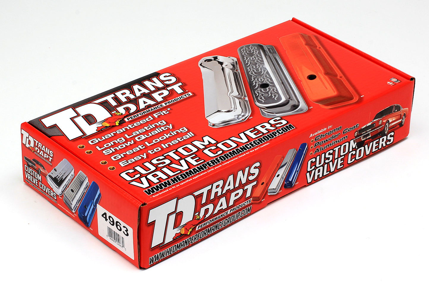 Trans-Dapt Performance Traditional Design Valve Covers; Short; 1958-1986 Sb Chevy 283-350- Chrome 4963