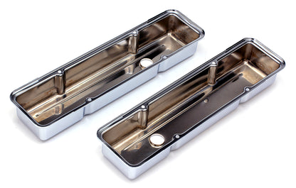 Trans-Dapt Performance Traditional Design Valve Covers; Short; 1958-1986 Sb Chevy 283-350- Chrome 4963