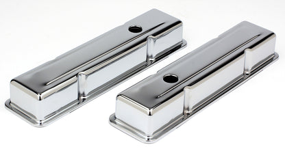 Trans-Dapt Performance Traditional Design Valve Covers; Short; 1958-1986 Sb Chevy 283-350- Chrome 4963