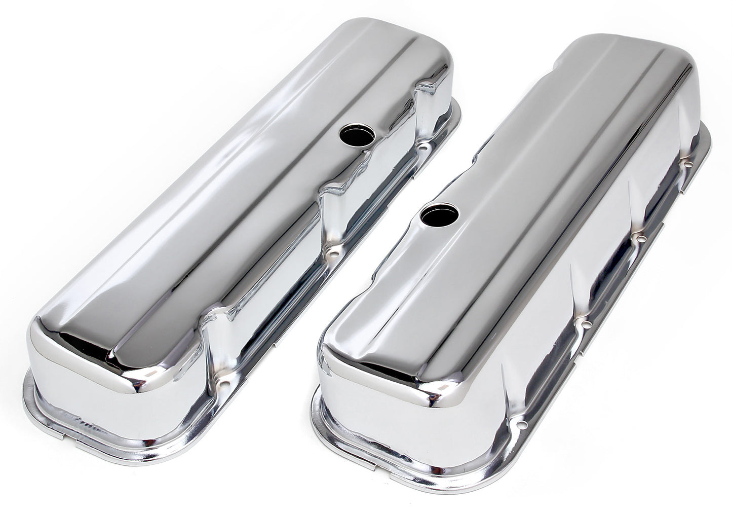 Trans-Dapt Performance Traditional Design Valve Covers; Tall; 1965-2000 Bb Chevy 396-502- Chrome 4965