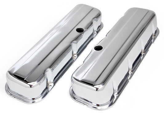 Trans-Dapt Performance Traditional Design Valve Covers; Tall; 1965-2000 Bb Chevy 396-502- Chrome 4965