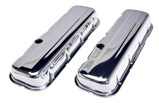 Trans-Dapt Performance Traditional Design Valve Covers; Short; 1965-2000 Bb Chevy 396-502- Chrome 4966