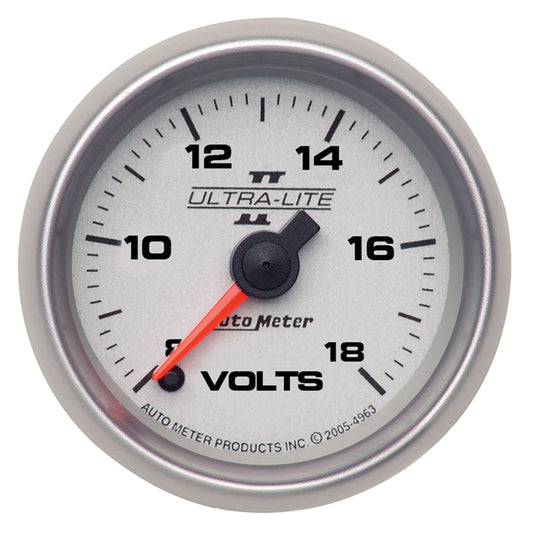 AutoMeter 2-1/16 in. VOLTMETER 8-18V ULTRA-LITE II 4991