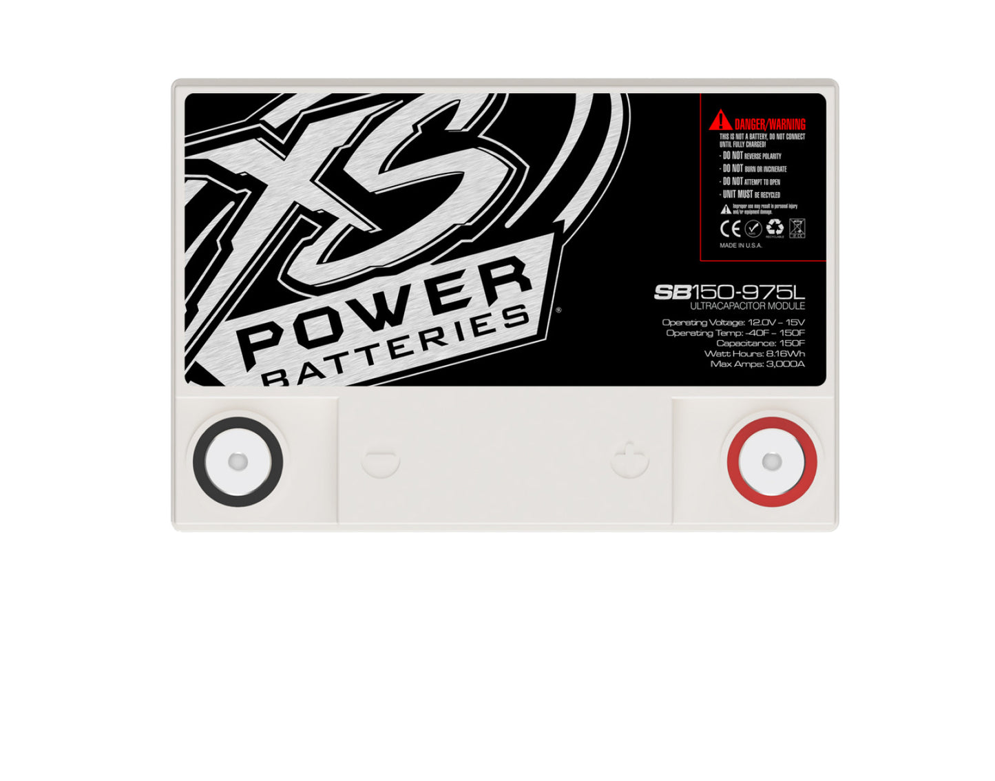 XS Power Batteries 12V Powersports Super Bank Capacitor Modules - M6 Terminal Bolts Included 3000 Max Amps SB150-975L