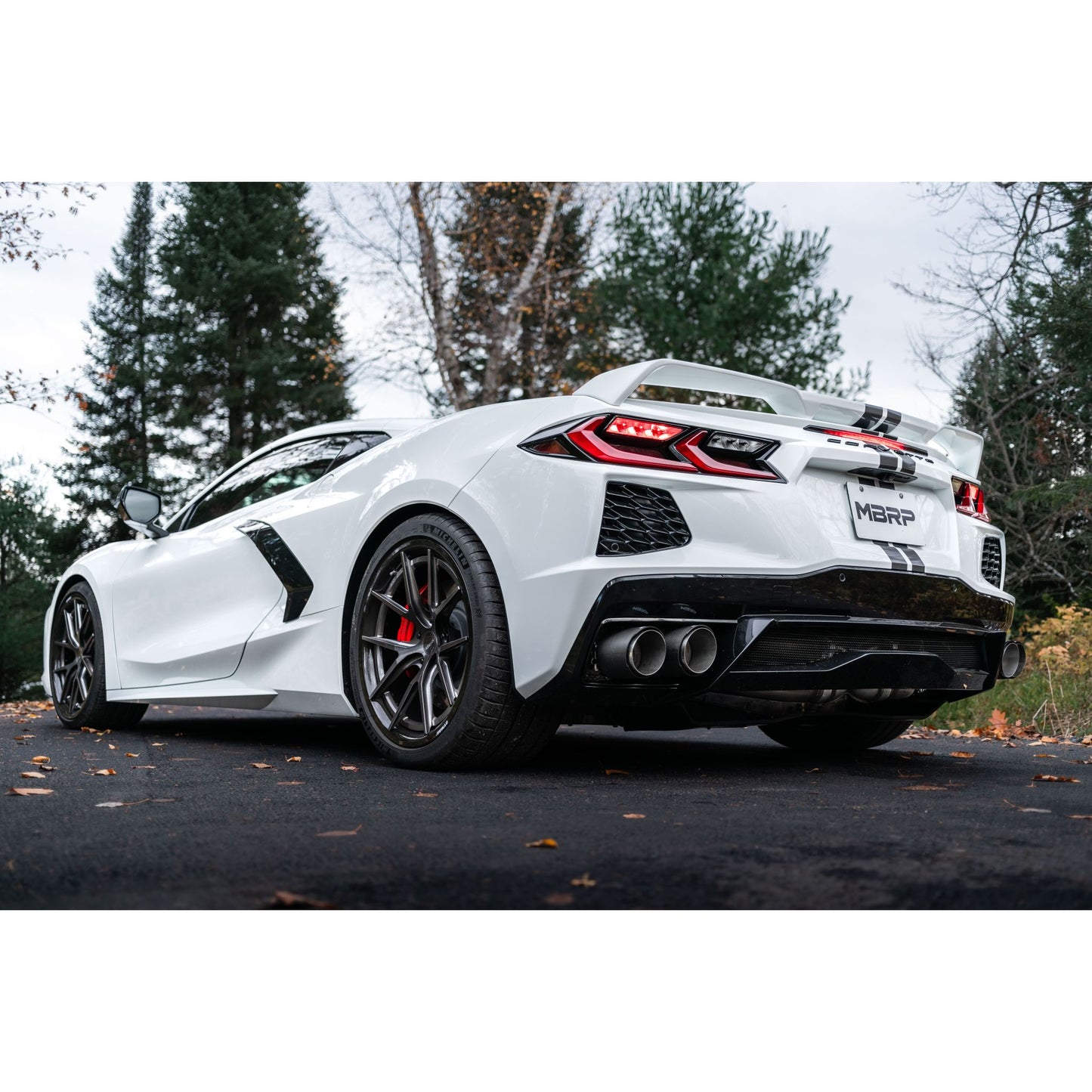 MBRP Exhaust 3in. Cat-Back; Quad Split Rear with 4.5in. Carbon Fiber Tips; T304 S70403CF