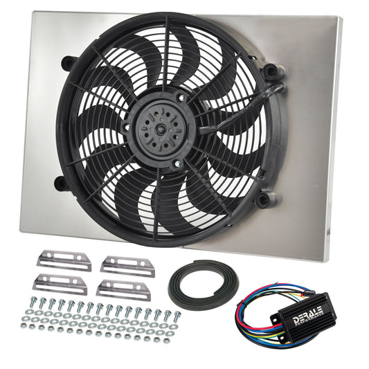 Derale Powerpack - High Output Single 17" RAD Fan/Alum Shroud Kit w/ PWM Controller 66828