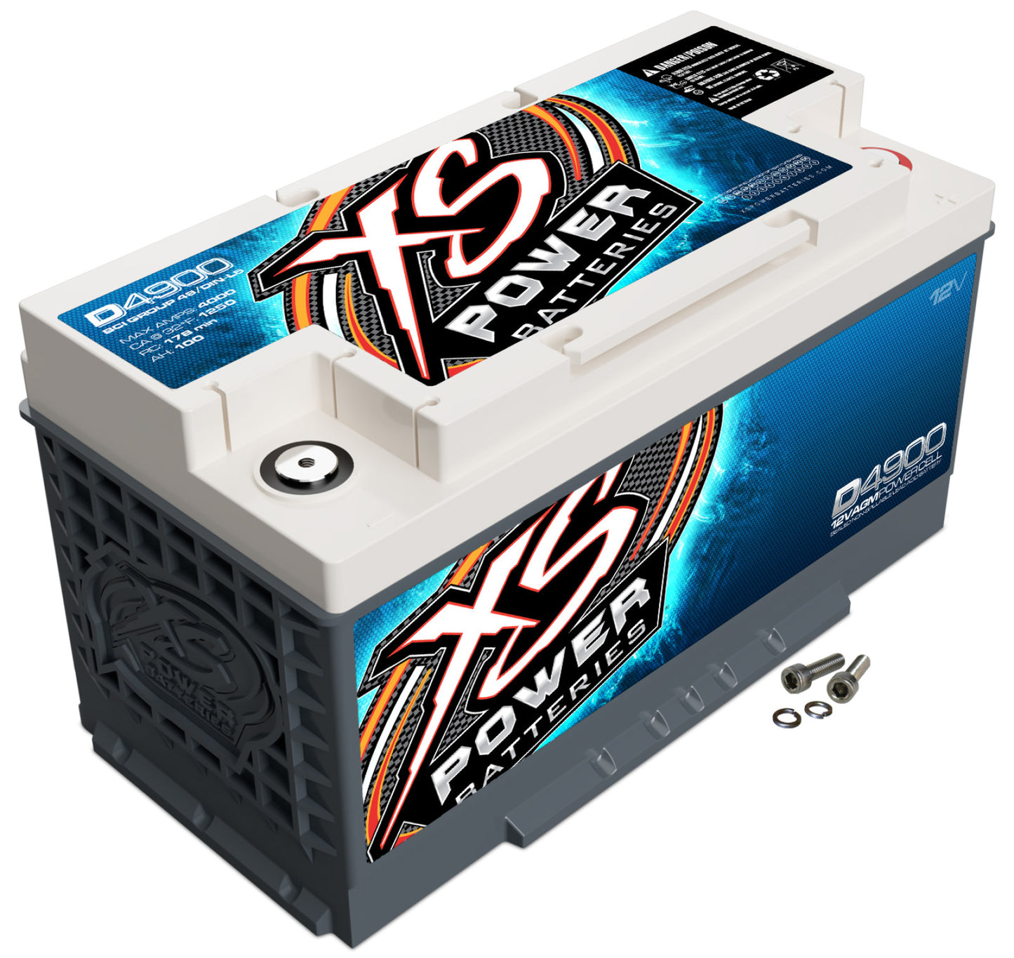 XS Power Batteries 12V AGM D Series Batteries - M6 Terminal Bolts Included 4000 Max Amps D4900