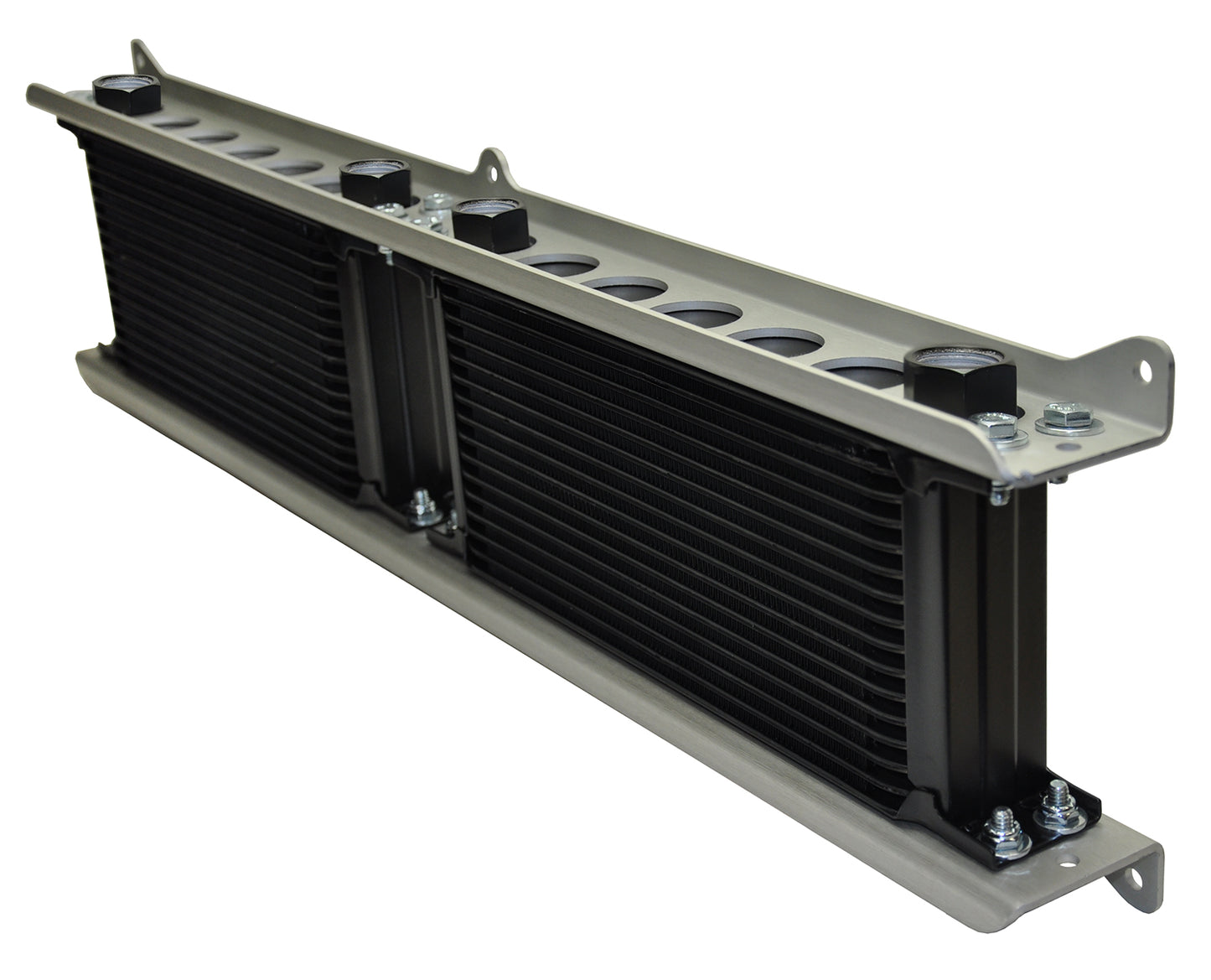 Derale Dual Stacked Plate Brushed Aluminum Brackets With Mounting Hardware 50022