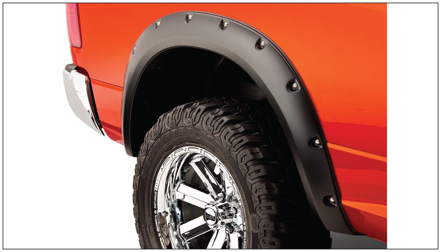 Bushwacker 50038-02 Black Pocket/Rivet Style Smooth Finish Rear Fender Flares For 09-18 Dodge Ram 1500 19-23 Ram 1500 Classic 11-23 Dodge Ram 2500/3500;