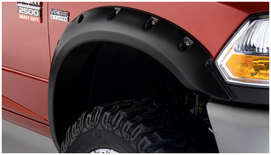 Bushwacker 50047-02 Black Pocket/Rivet Style Smooth Finish Front Fender Flares For 2010-2018 Dodge Ram 2500 3500 (Excludes R/T)