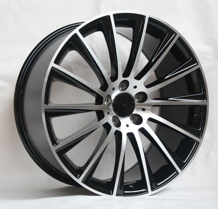 20" X 8.5/9.5" Staggered Aluminum Black Machine Face Wheels Set - Dynamic Performance - R502-BM-20x8.5/9.5-5x112-35/43-66.56