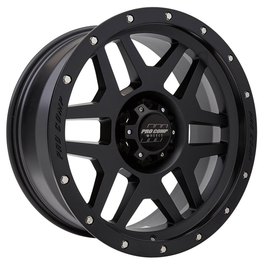Pro Comp Wheels Phaser Satin Black 20x9 6x5.5 4.5BS Offset -12mm Cap P/N 5041635000 5041-298345