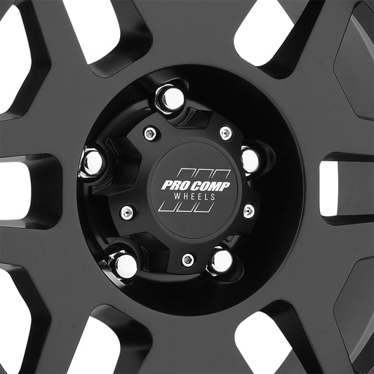 Pro Comp Wheels Phaser Satin Black 17X9 5x5 4.75BS Offset -6mm Cap P/N 5041550000 5041-7973