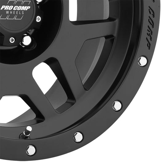 Pro Comp Wheels Phaser Satin Black 18x9 5x5 5BS Offset 0mm Cap P/N 5041550000 5041-897350