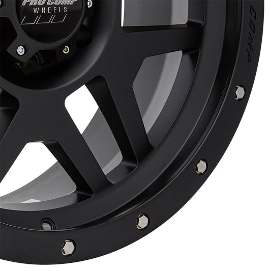 Pro Comp Wheels Phaser Satin Black 18x9 6x5.5 5.5BS Offset 12mm Cap P/N 5041635000 5041-898355