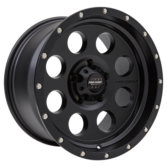 Pro Comp Wheels Proxy Satin Black 17x9 5x5.5 4.75BS Offset -6mm Cap P/N 504442500 5045-7985