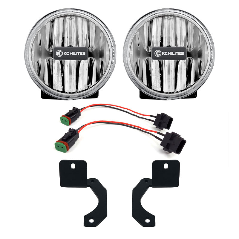 KC HiLiTES 4 inch Gravity LED G4 - 2-Light System - SAE/ECE - 10W Fog Beam - for 18-23 Jeep JL / JT Steel Bumper 504