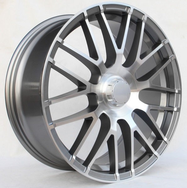 19" X 8.5/9.5" Staggered Aluminum Titanium Machine Face Wheels Set - Dynamic Performance - R505-TM-19x8.5/9.5-5x112-38/43-66.56