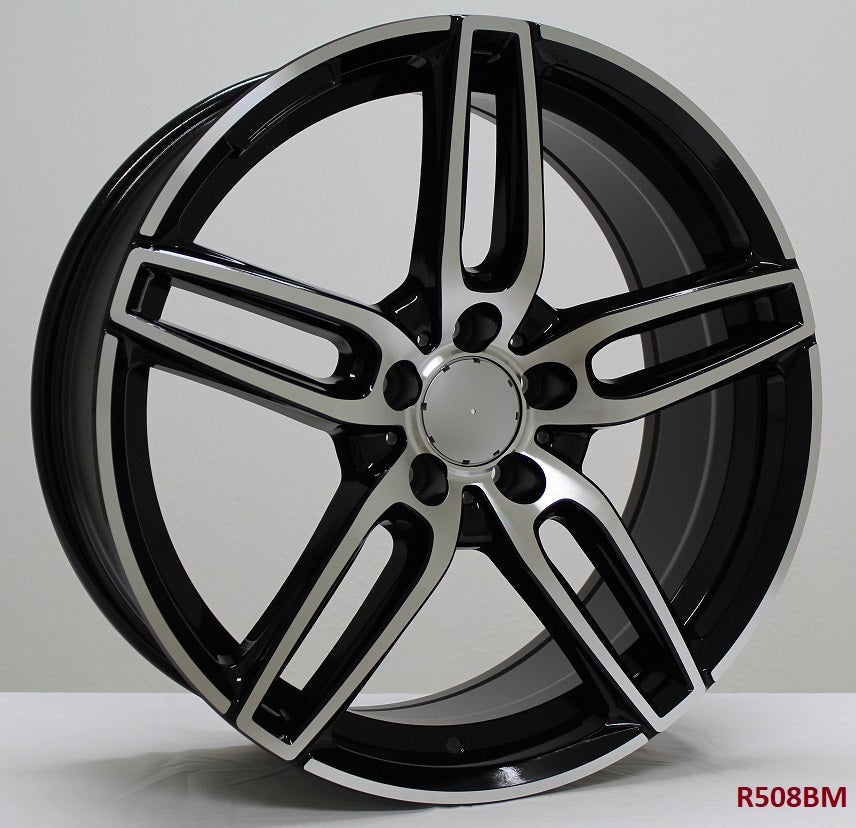 19" X 8" Aluminum Black Machine Face Wheels Set - Dynamic Performance - R508-BM-19x8-5x112-35-66.56