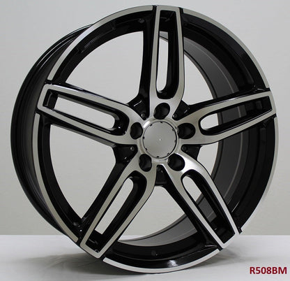 19" X 8/9" Staggered Aluminum Black Machine Face Wheels Set - Dynamic Performance - R508-BM-19x8/9-5x112-35/35-66.56
